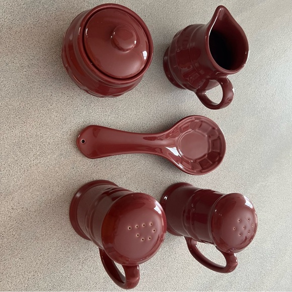 Longaberger Salt & Pepper Shakers, Spoon Rest, Sugar Bowl, Creamer & Spoon Rest - Picture 2 of 4